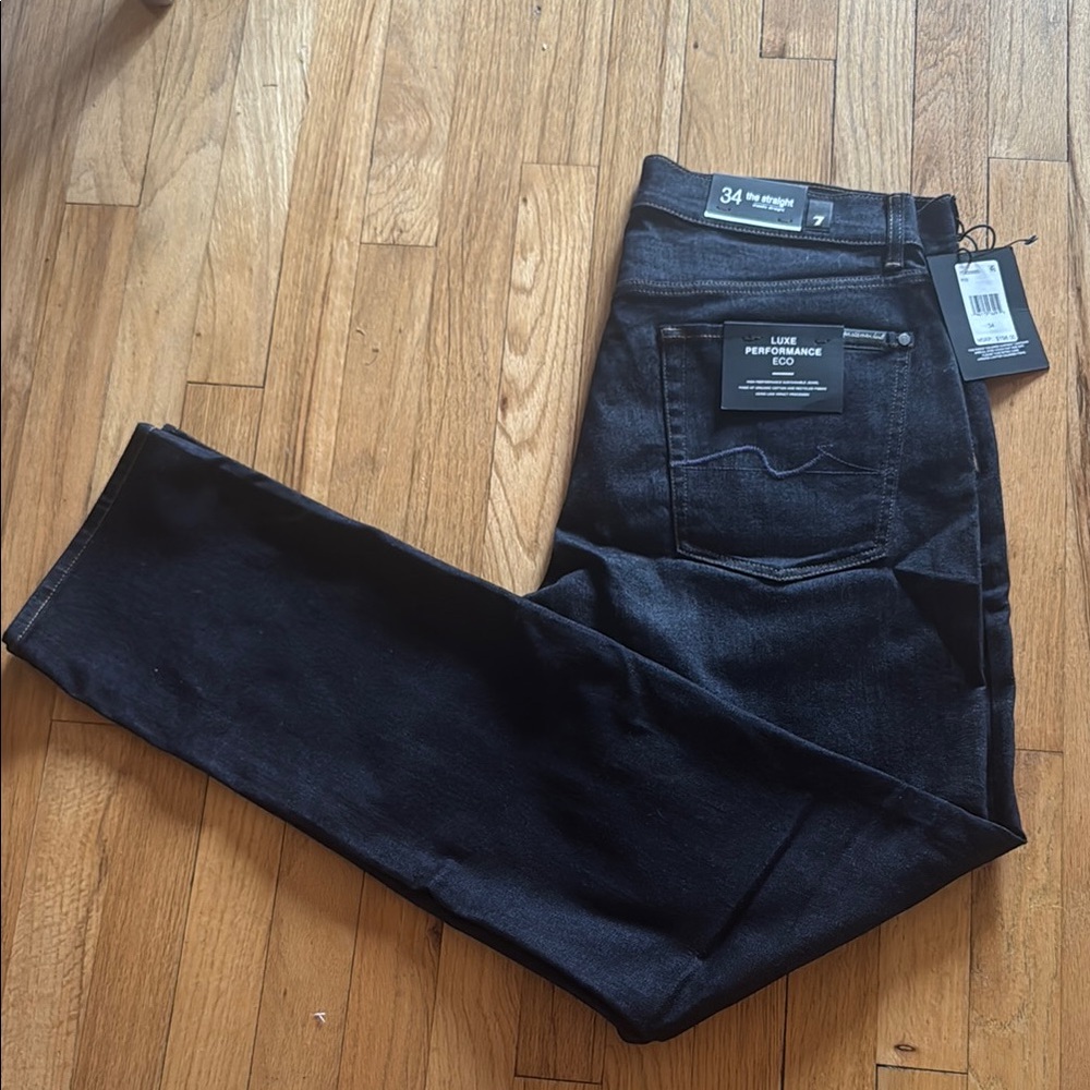 7 For All Mankind Men's Dark Indigo Slim Straight Jeans